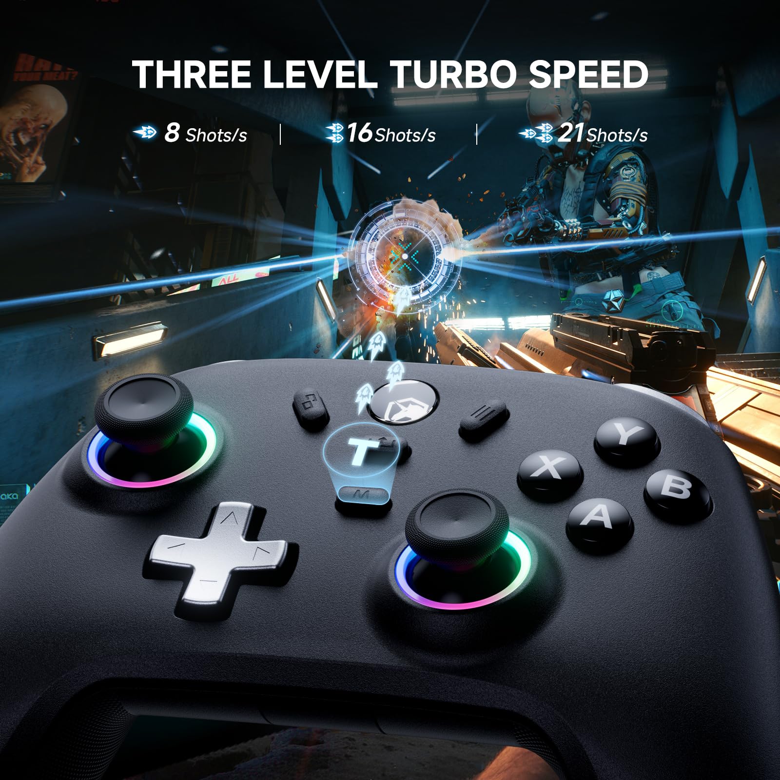Controller Gaming per PC/Switch con Base di Ricarica, 1000Hz, Hall Joystick, 2.4GHz/BT/Cavo, 800mAh