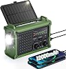 Radio de emergencia con panel solar grande, batería real de 12000mAh | Manivela eficiente, bandas AM/FM/NOAA, linterna LED, lámpara de lectura, alarma SOS y cargador de teléfono para campamento y emergencias 1