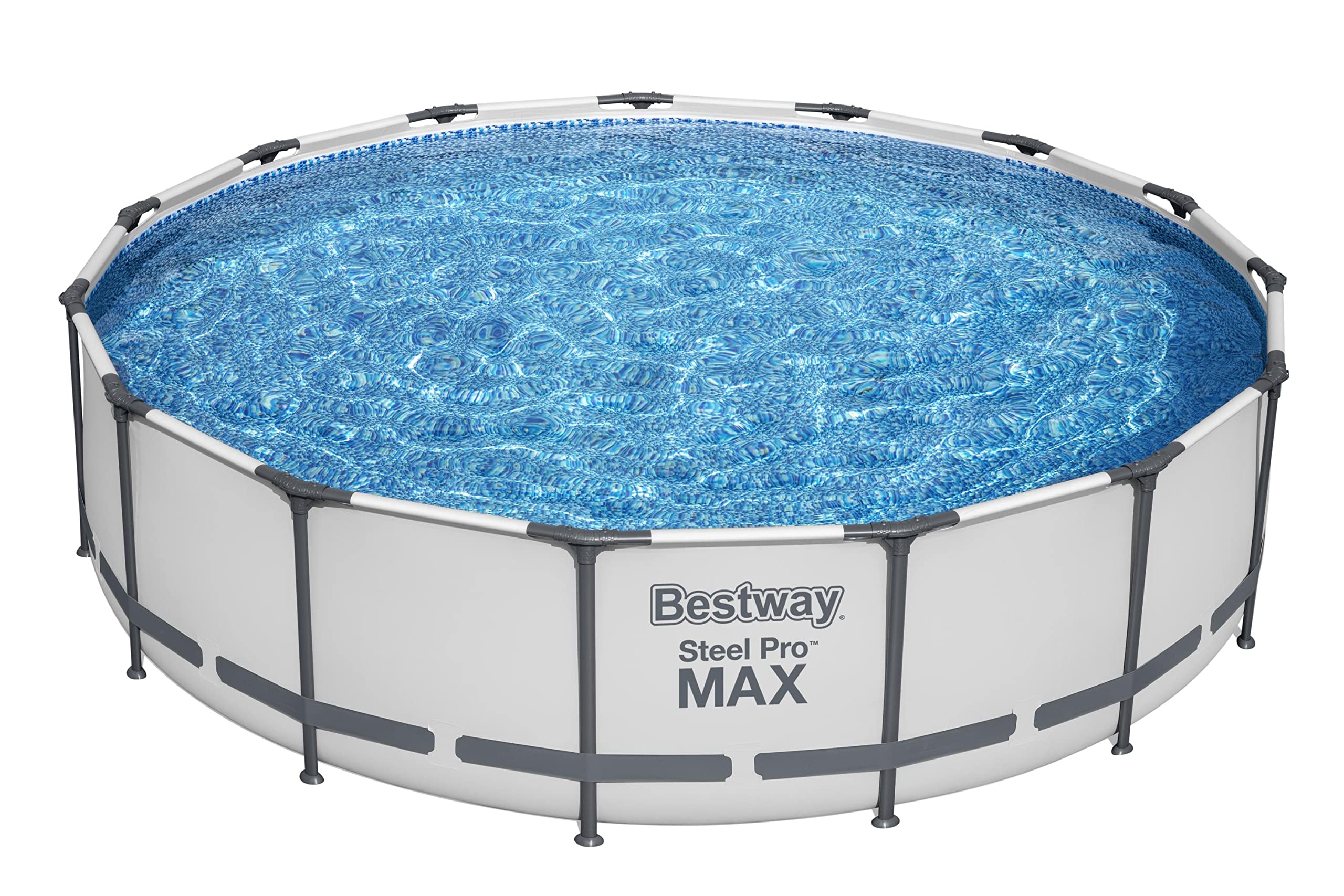 Bestway Steel PRO Max Frame Pool Set Completo con Pompa Filtro Ø 457 x 107 cm, Grigio Chiaro, Rotondo