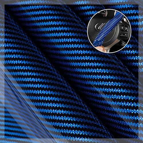 Miniatura 3 de Juego de fundas para volante de automóvil, fibra de carbono brillante, antideslizante, 3 piezas, accesorios para decoración de interiores, 15