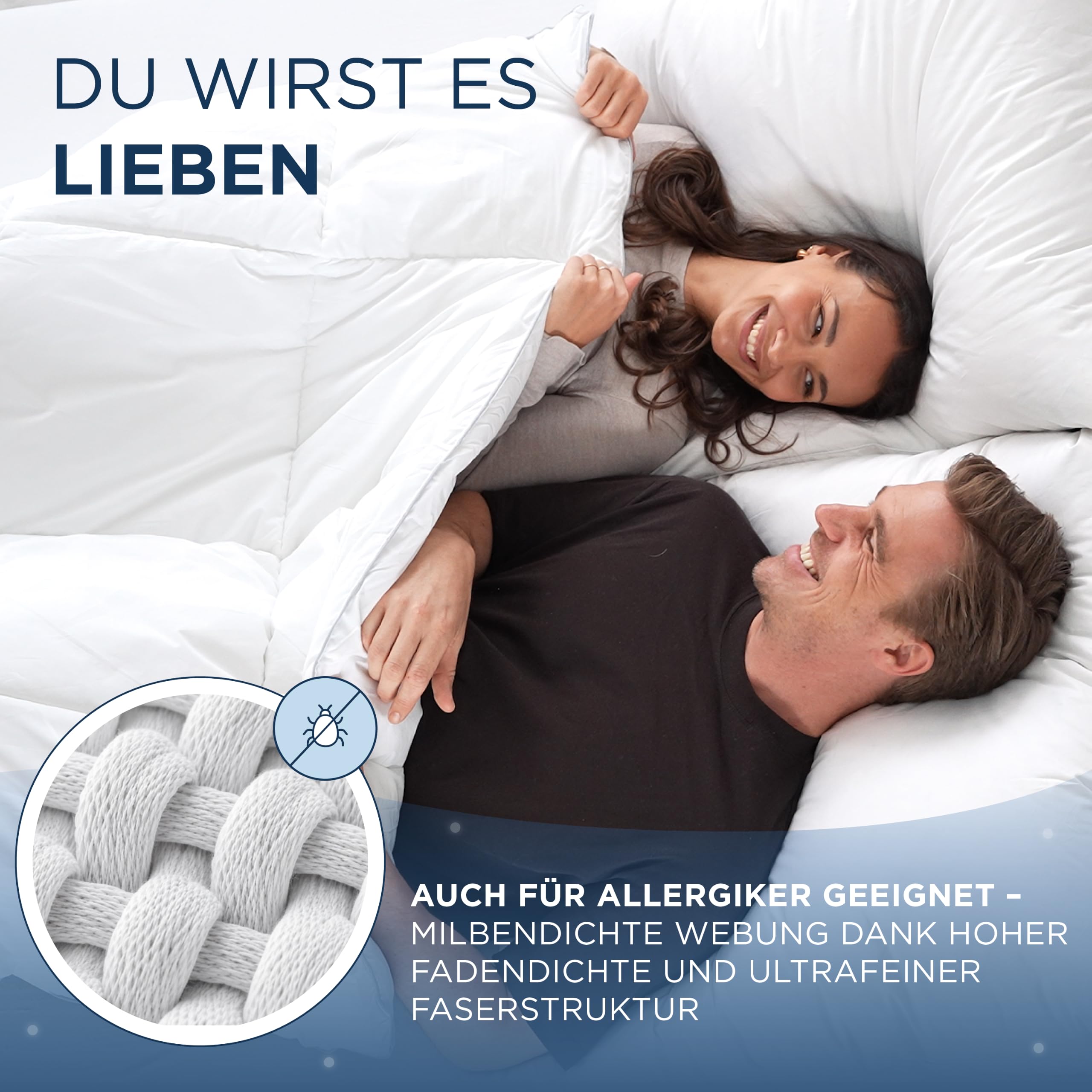 Samthus Oreiller en duvet de qualité supérieure à 3 chambres - 80 x 80 cm - Oreiller ergonomique optimisé en duvet et plumes avec housse extérieure 100 % coton - Qualité hôtelière - Certifié Oeko-Tex