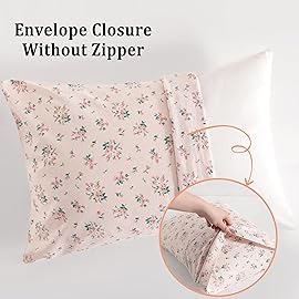 NTBAY 2 Pack 100% Natural Jersey Cotton Toddler Pillowcases, Super Soft and Breathable Travel Pillow Cases with Envelope Closure for Nursery, 13x18 Inches, Pink Floral