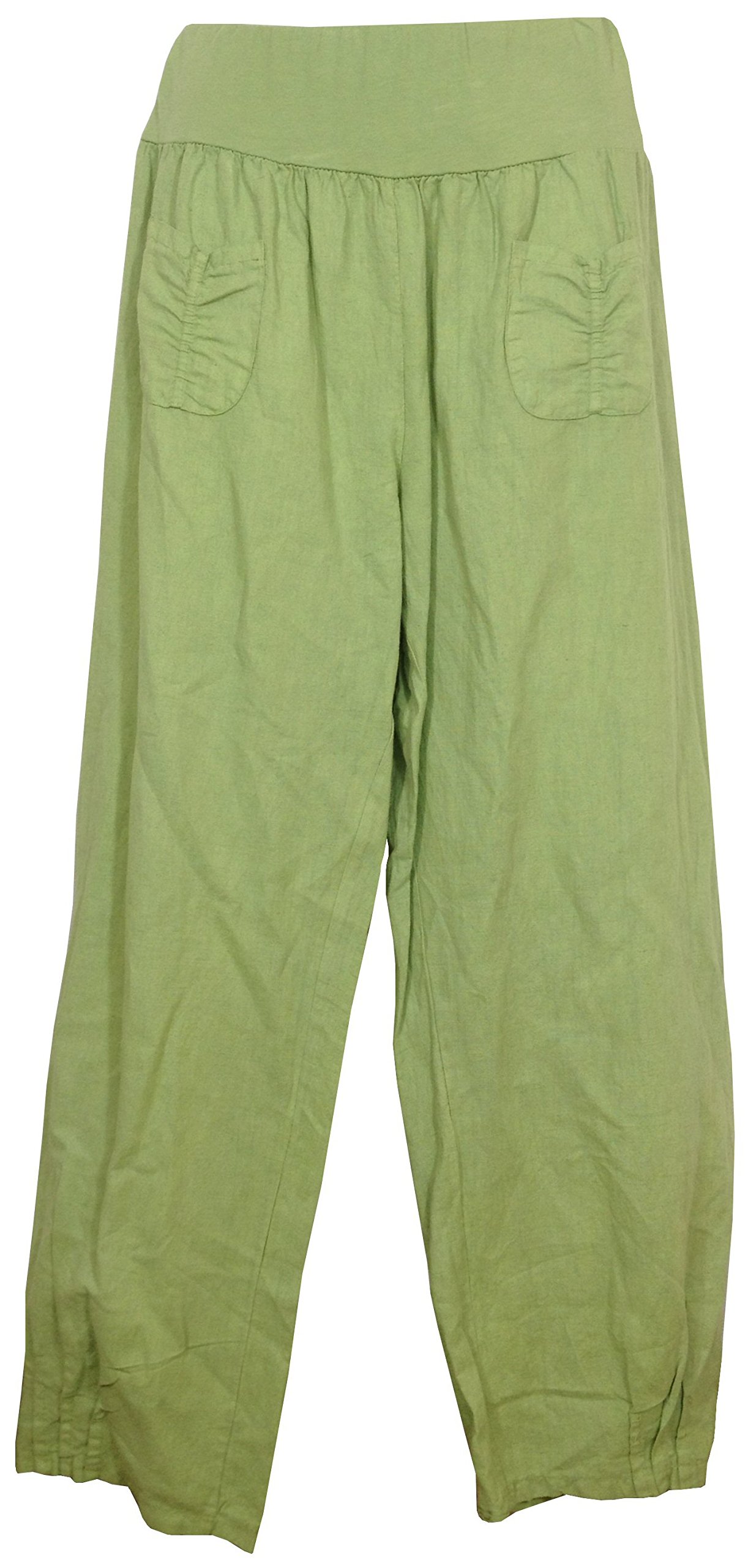 Womens Linen Trousers with elastic waistband. Made in Italy