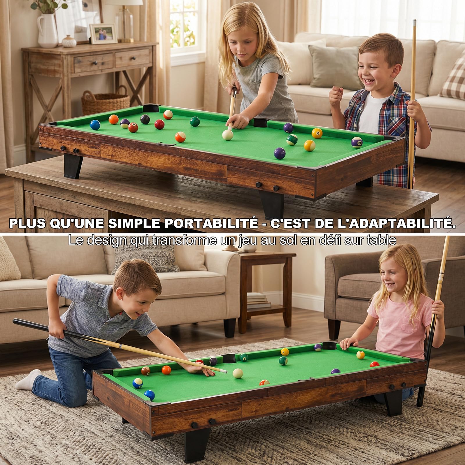 hotsizz Mini Billardtisch, Maße 120 × 60 × 20 cm, Billard Tisch für Erwachsene und Kinder, inklusive kompletten Zubehörs