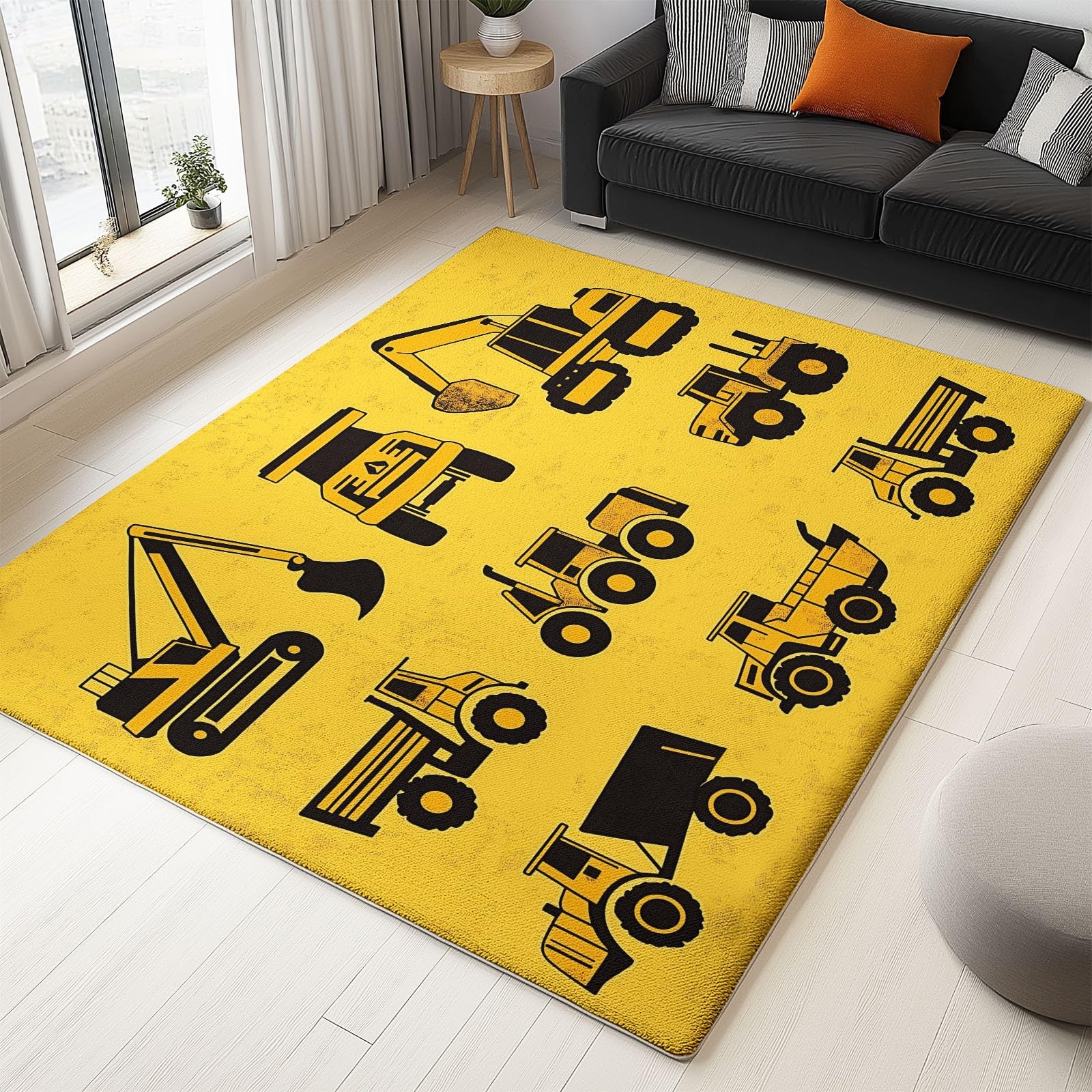 Generico Veicoli Da Costruzione Dei Cartoni Animati Tappeto Salotto Moderno Flanella Stampa 3D Tappeti Camera Da Letto Rug Cucina Antiscivolo Lavabile Per Tappeto Cameretta 120 x 180 cm