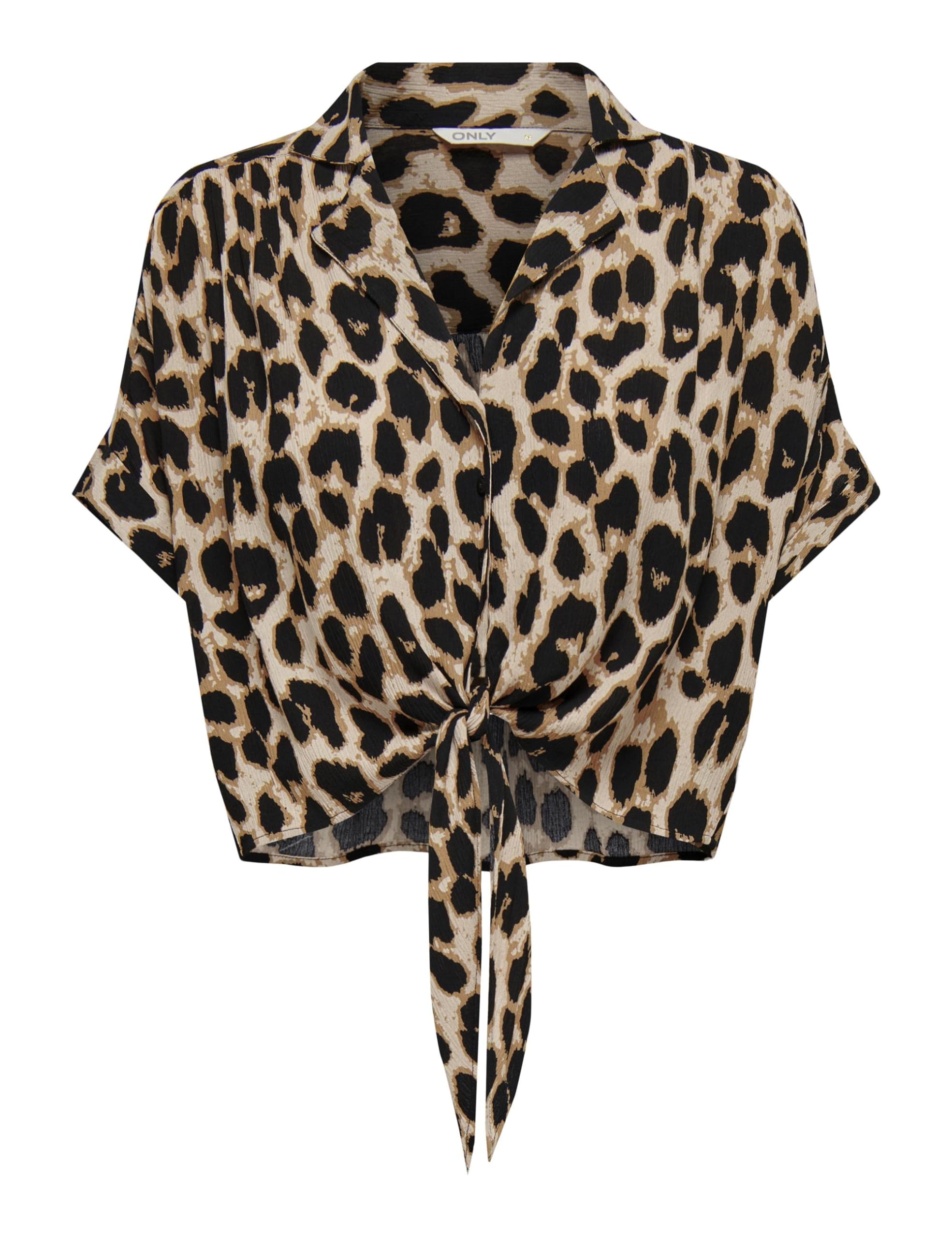 Only Onlpaula Life S/S Tie Shirt Wvn Noos Blusa para Mujer
