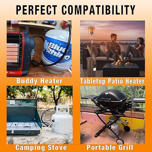 Miniatura 4 de Propane Hose Adapter 1lb to 20lb Converter kit for 5 lb to 40 lb 6 FT Propane Tank Hose Adapter for Weber Q Grill, Buddy Heater Coleman Blackstone