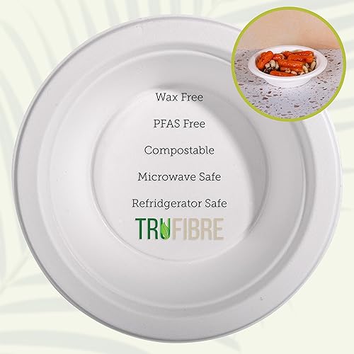 Miniatura 3 de Cuencos de papel de 16 onzas, paquete de 100 cuencos desechables biodegrables de bagazo 100% compostables, resistentes y ecológicos, para ensalada,