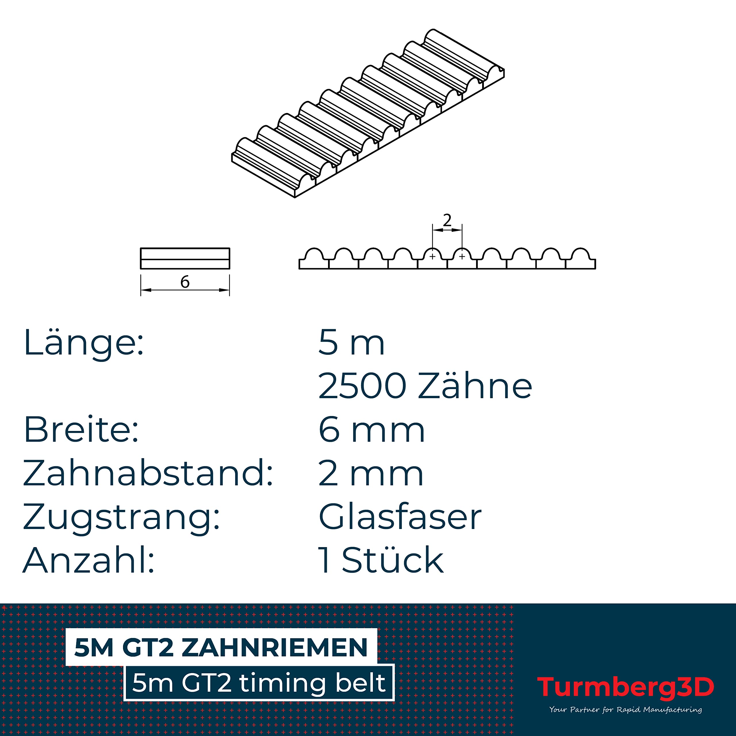 GT2 pasek zębaty 5m x 6mm | sznurek z włókna szklanego | odporna na zużycie brązowa nylonowa powierzchnia zębów | drukarka 3D