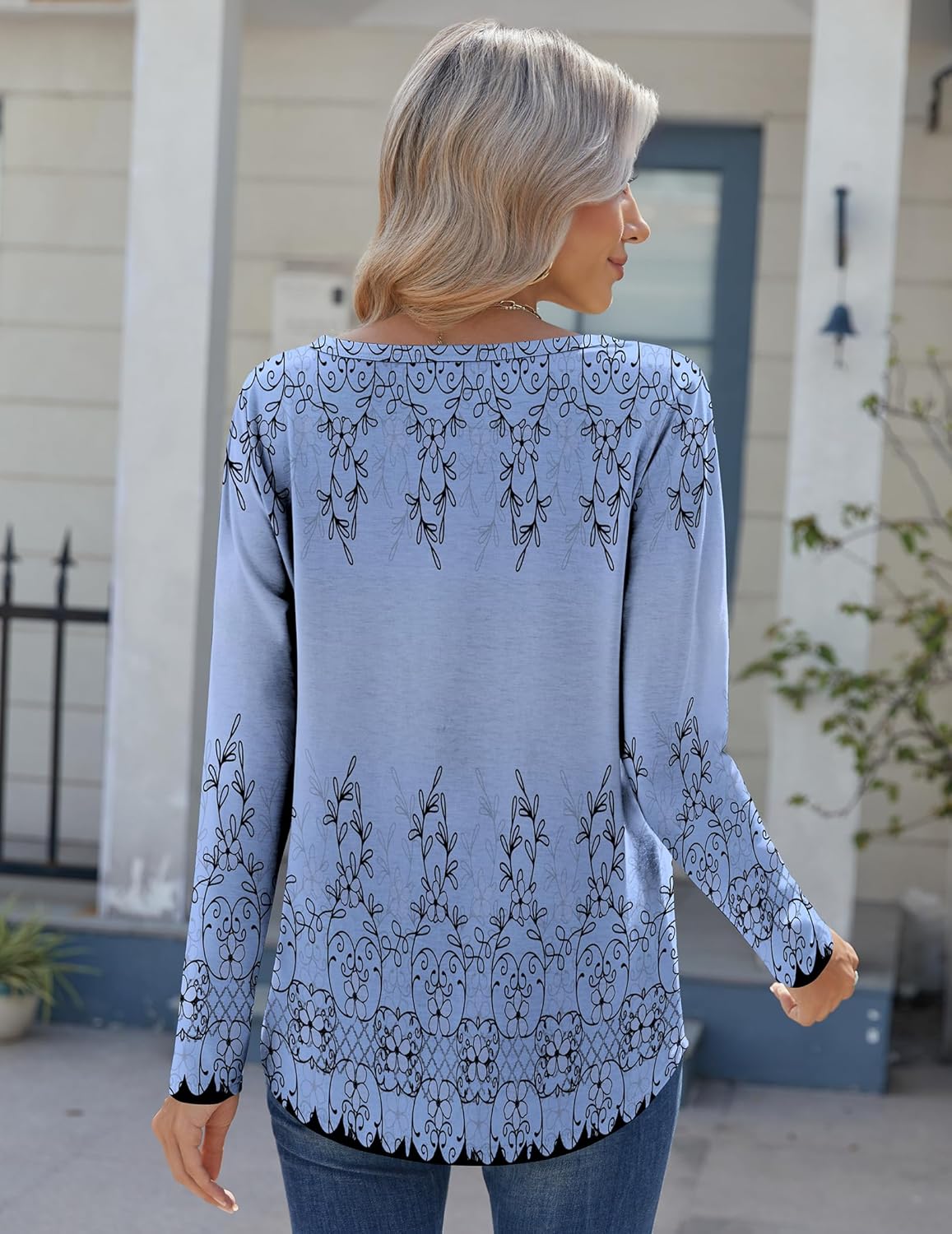 Zeagoo Womens Long Sleeve Tops 2026 V Neck Pleated Shirts Dressy Casual Tunic Blouses Loose Fit Fall Fashion Clothes - Image 5