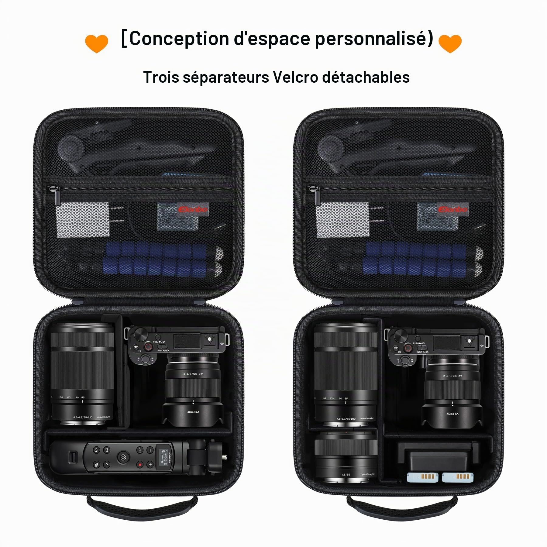 Elonbo Sacoche de Transport pour Appareil Photo Hybride Sony ZV-E10 / ZVE10 II, Sac de Voyage Rigide et Portable pour Appareil Photo numérique. Noir