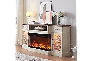 3-Sided Farmhouse Electric Fireplace TV Stand for TVs up to 80'', Highboy...