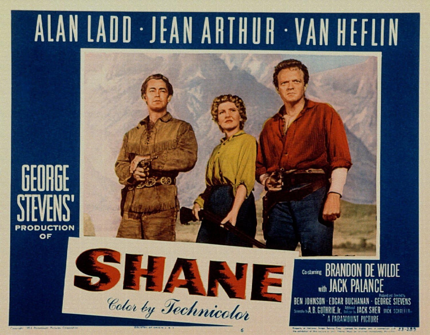 ODSAN Shane, Alan Ladd, Jean Arthur, Van Heflin, Brandon De Wilde, 1953 - Premium Movie Poster Reprint 16" by 12" Unframed
