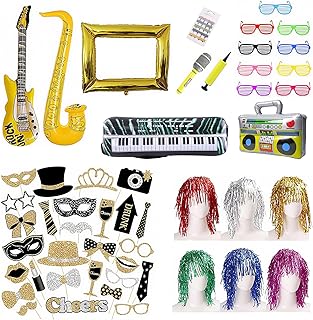 Raxfekro 75 Stück Party Deko Fotobox Accessoires，Requisiten fotobox，Foto Requisiten Geburtstag für Hochzeit,Halloween,Weihnachten,Tischdeko Geburtstag,Karneval Party zubehör