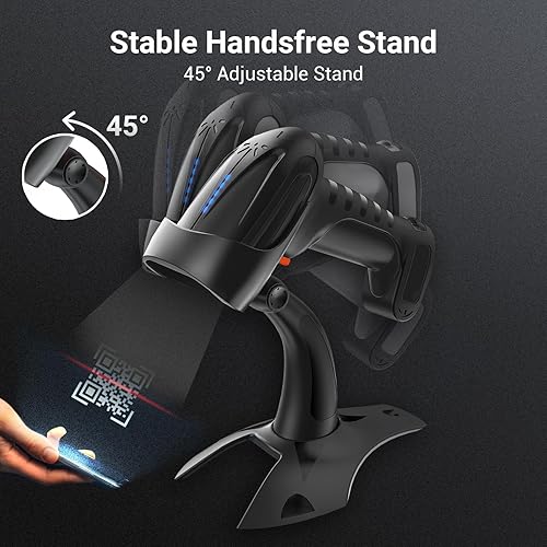 Miniatura 7 de Tera Escáner de código de barras inalámbrico 2D QR con soporte versión Pro Indicador de nivel de batería 2500mAh Lector de códigos de barras de