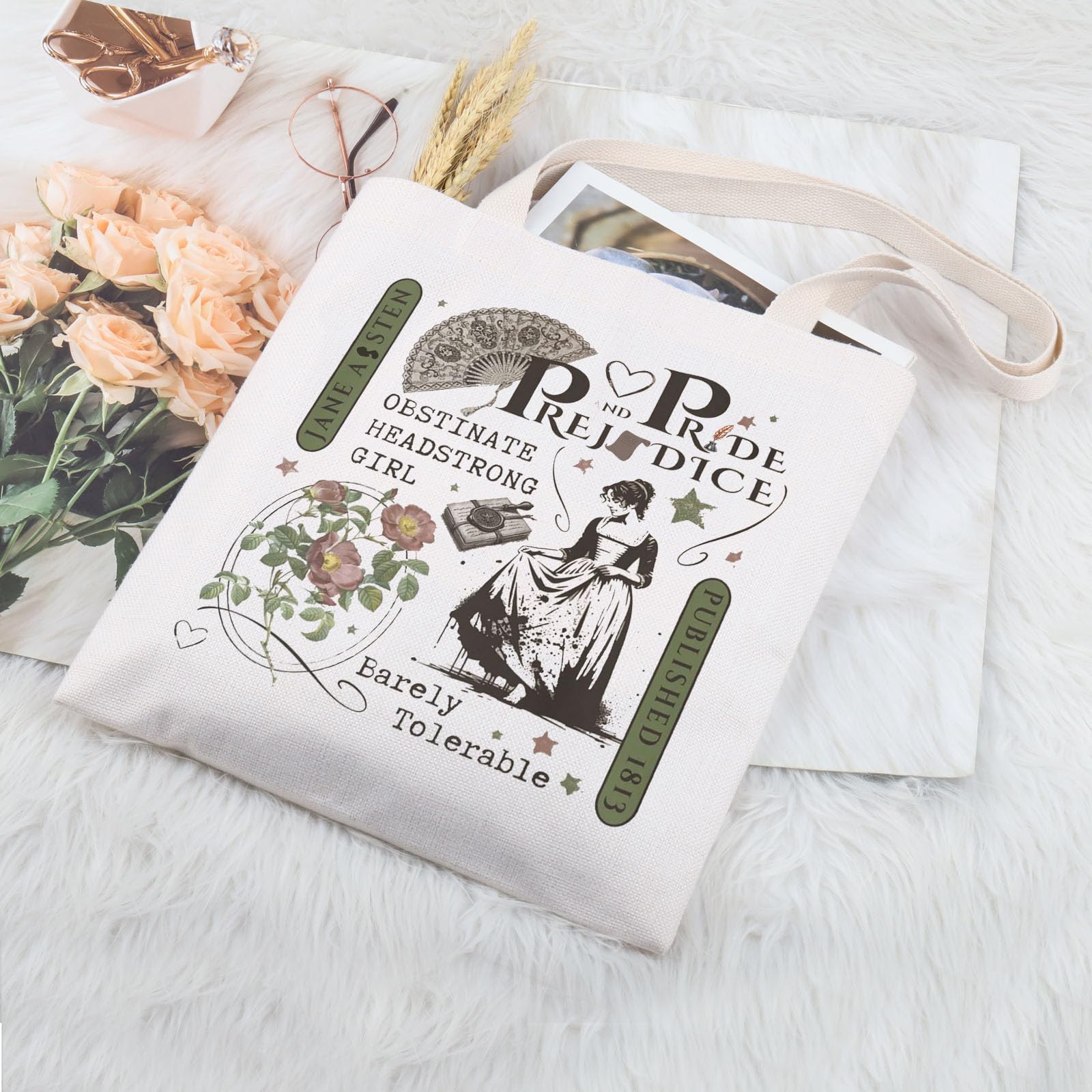 TIIMG Regency Book Lover Gift Bookworm Gift Novels Readers Book Club Bookish Tote Bag (pridejane)