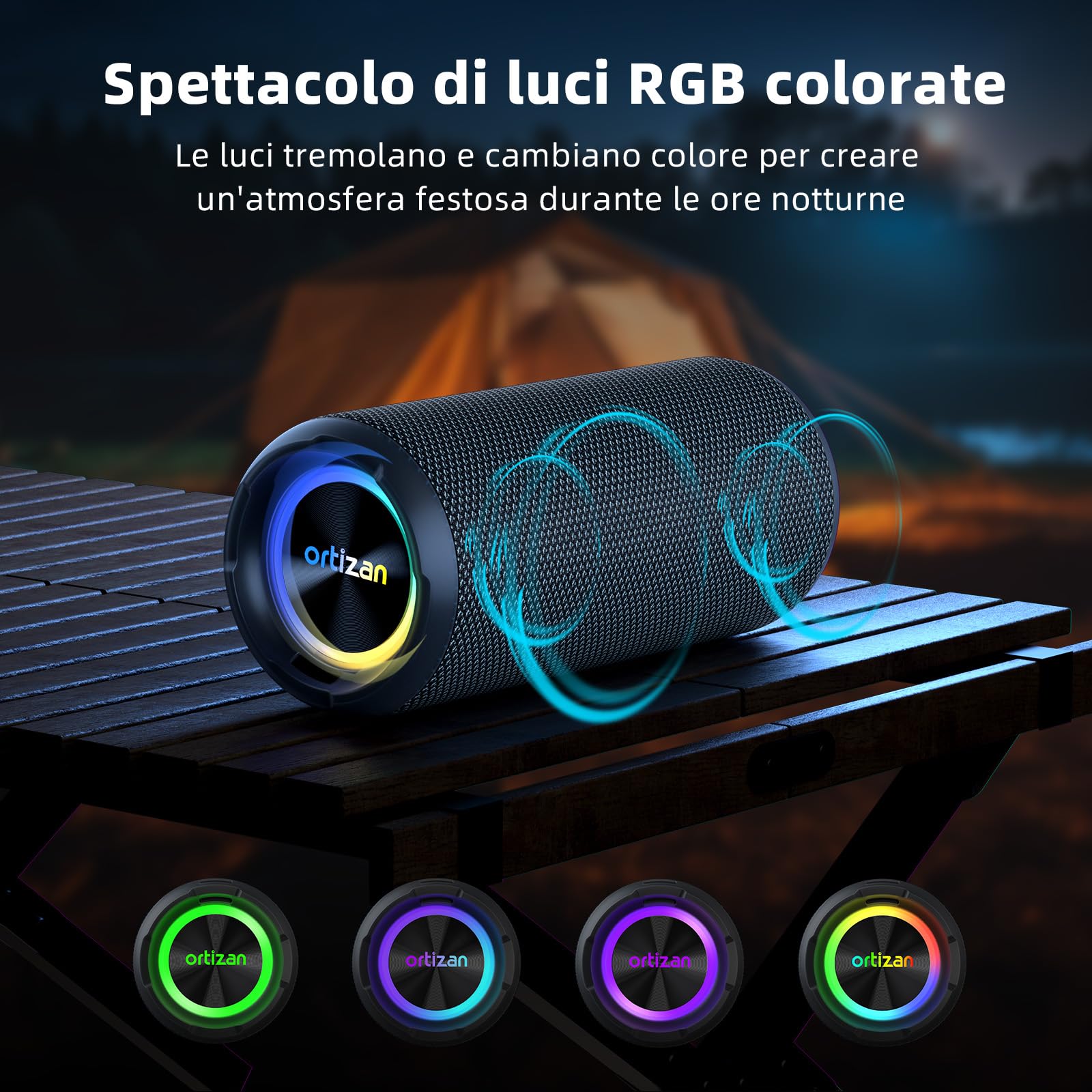 Ortizan 40W Cassa Bluetooth Potente, 30 Ore Di Riproduzione, X8Pro Altoparlante Bluetooth, Chiamate in vivavoce, RGB LED, IPX7 Impermeabile, Cassa Musica Bluetooth 5.3 Portatile, Ideale Per Feste