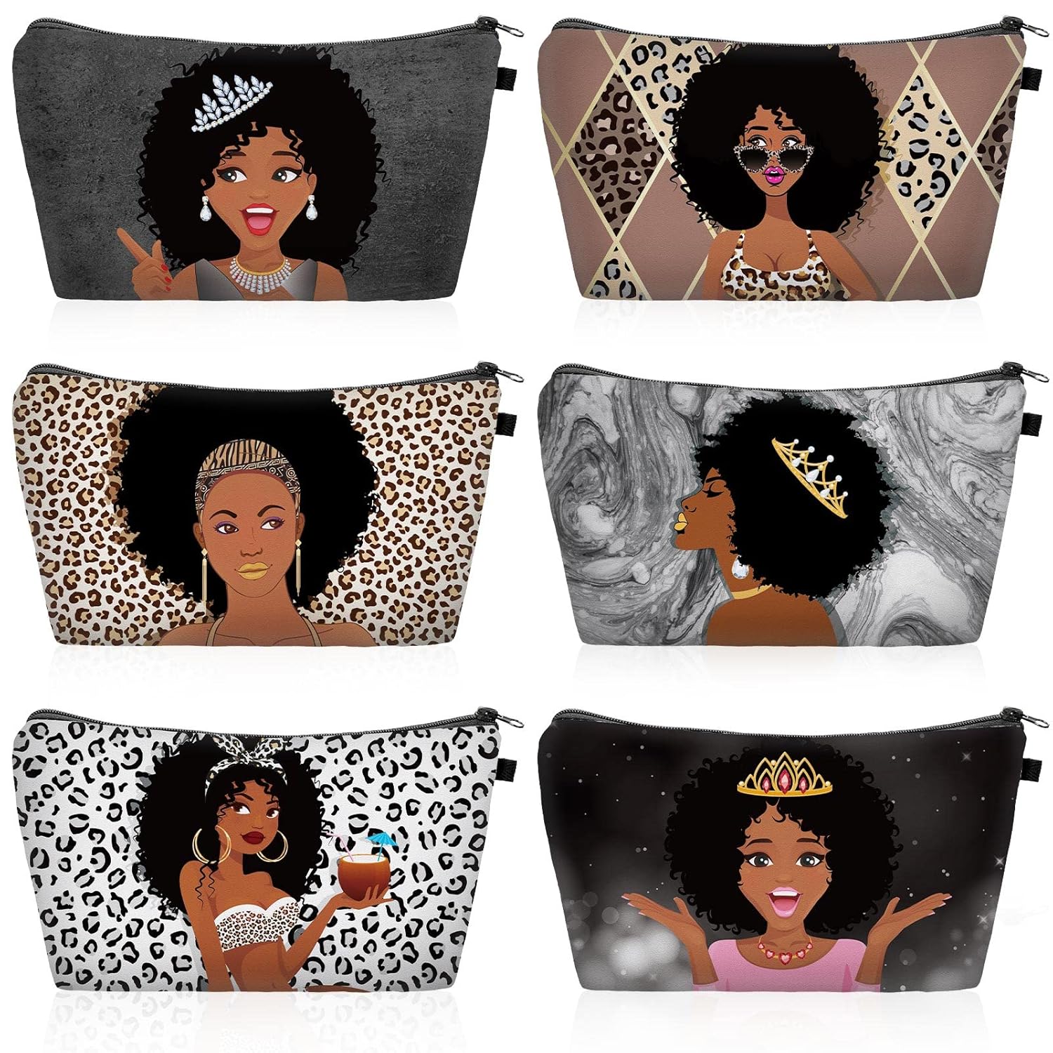 Chunful 6 Pcs Women Girl Makeup Bag African American...