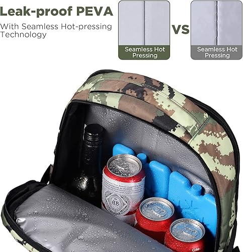 Miniatura 6 de OUTXE Mochila enfriadora con aislamiento de 22 L para almuerzo, mochila para uso diario, mochila de trabajo, camuflaje