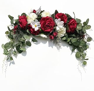 Wedding Arch Flowers, Rose Decorative Floral Swag for Lintel, 30Inch Artificial Greenery Eucalyptus Leaves Flower for Door Window Home Decoration