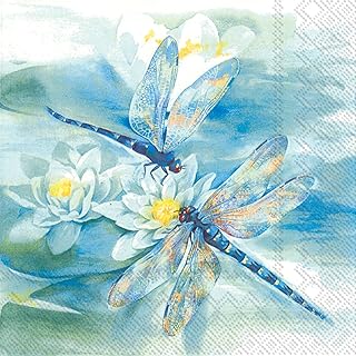 Blue Dragonfly Party Napkins- 40 Count | 2 packs of 20CT Beverage Napkins, 5