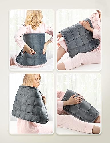 Miniatura 7 de Almohadilla térmica pesada de 17 x 33 pulgadas XXXL para aliviar el dolor de espalda, 5 libras con 6 ajustes de calor, almohadilla térmica de