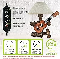 Vista 7 de Vintage Industrial Robot Guitar Table Lamp with Bulb - Remote Control,Timer,Dimmable - Cool Gifts for Music Lovers,Men,& Musicians - Steampunk &