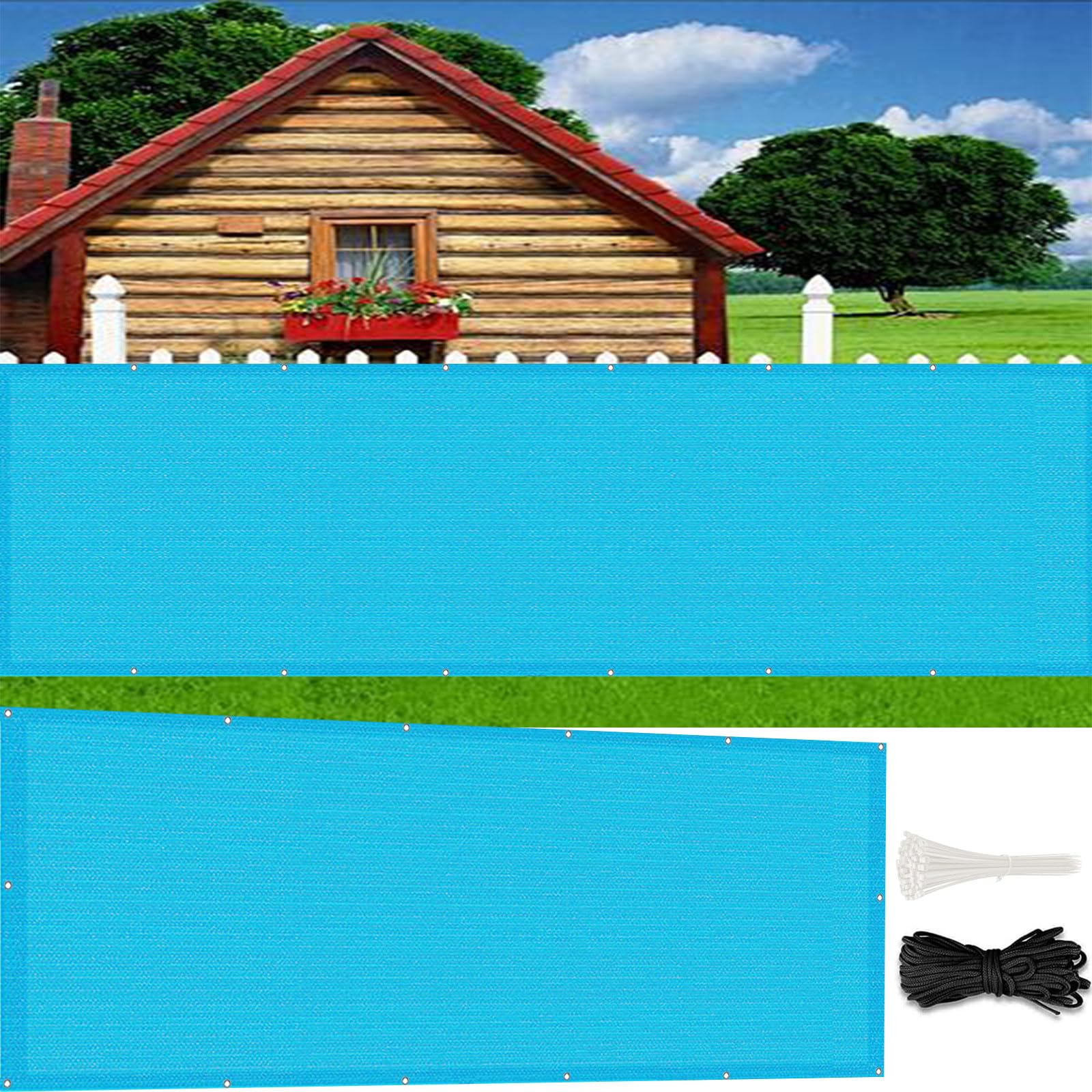 Brise vue HDPE bleu ciel 110x240 cm pour balcon et jardin résistant aux UV