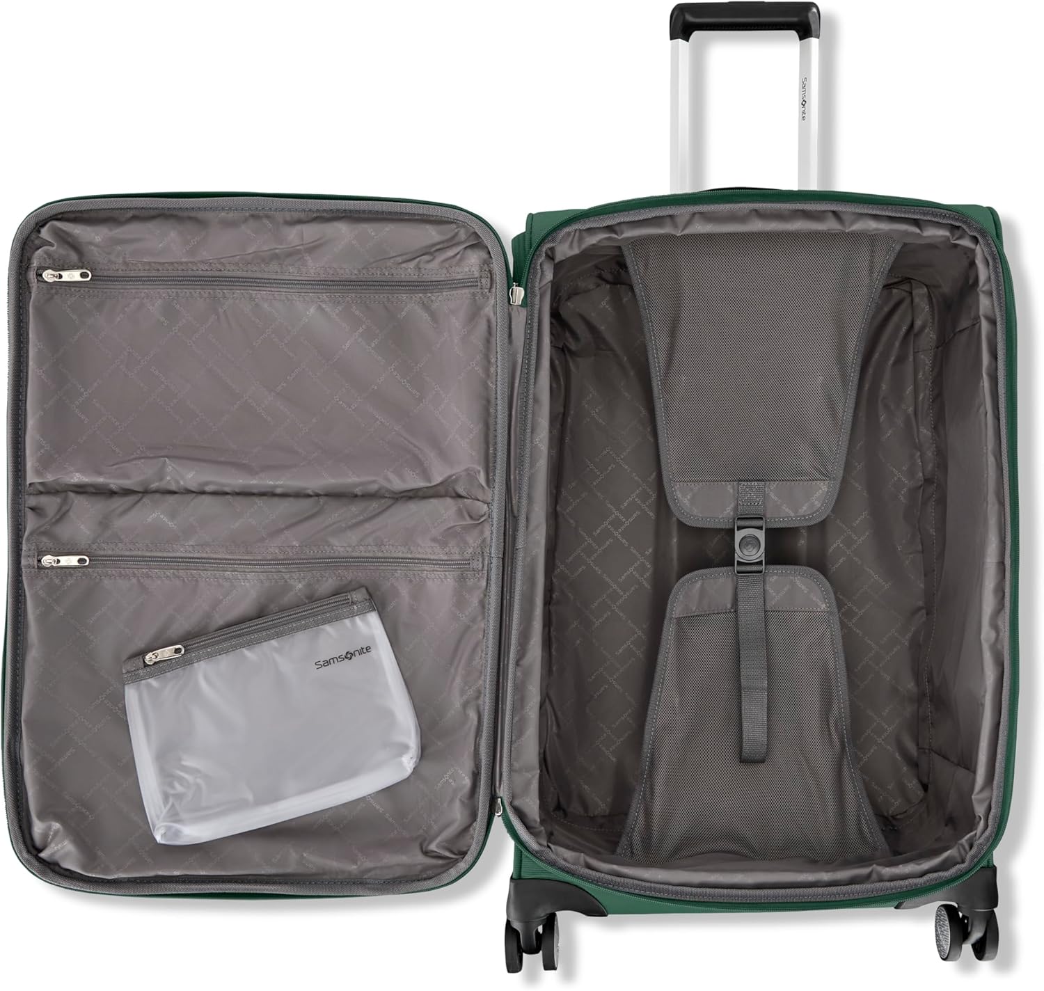 Samsonite 2-PC Soft-Sided 21/25” (Carry-On & Medium Checked), Lightweight Expandable Element Luggage Set: 2 Front Pockets & Side Pocket, Four Spinner Wheels, Adjustable Handle, Durable- Bistro Green