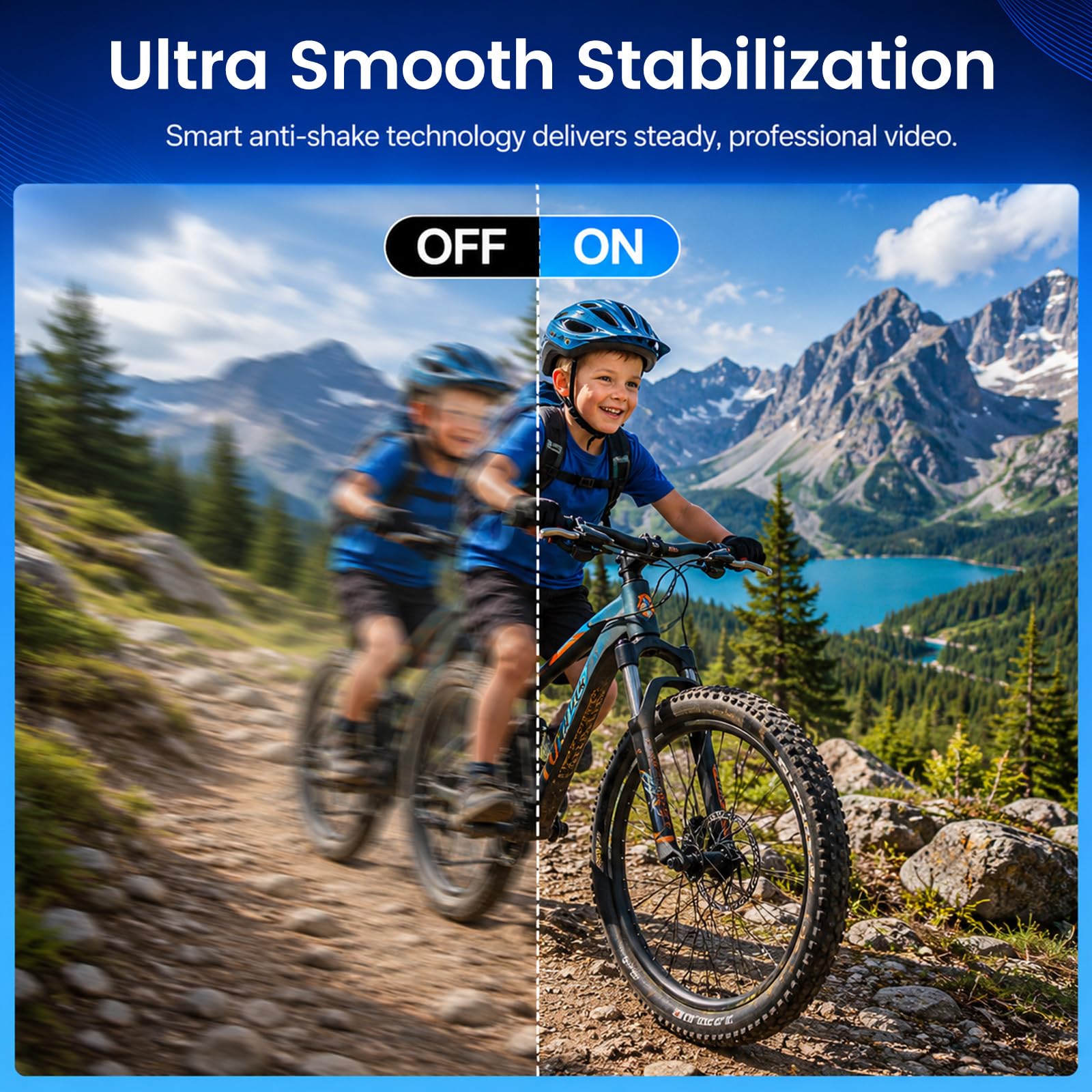 Mini caméra d'action POV portable 4K avec stabilisation d'image EIS, support magnétique mains libres, connectivité WiFi, comprend une carte mémoire de 64 Go et un étui de chargement, pour vlogging