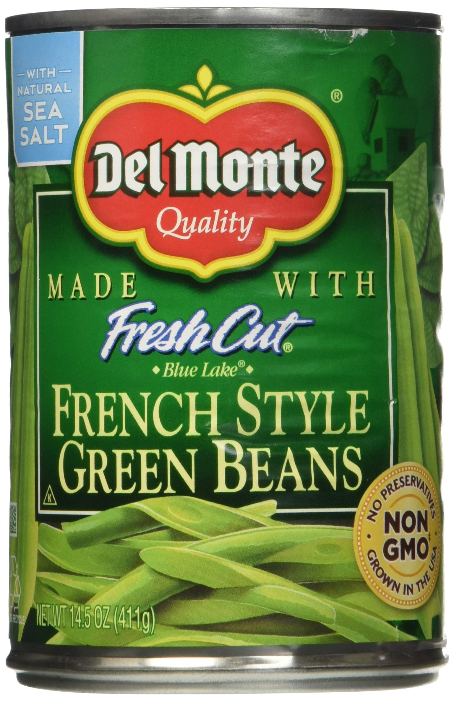 Del Monte French Style Green Beans with Sea Salt, 14.5 Oz, Pack of 2