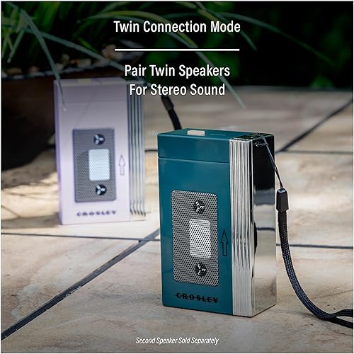 Miniatura 4 de Crosley CR3047A-TL Mini Altavoz Bluetooth portátil retro de los años 80, inalámbrico con micrófono, vintage, verde azulado