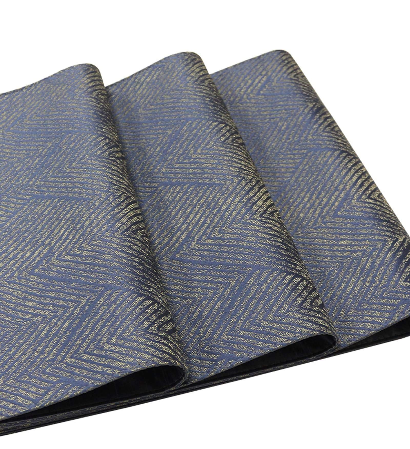 Runner Moderno Tavolo, Cotone Motivo jacquard a spina di pesce con nappina Runner da Tavola Decorazione da Tavola per Compleanni & Matrimoni (Blu scuro Oro, 35 x 183 cm)