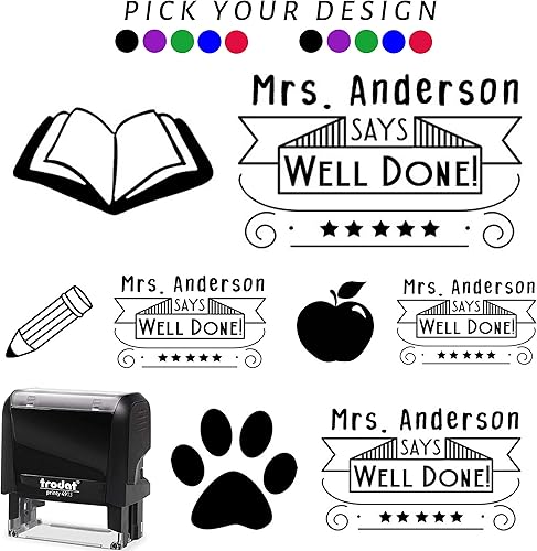 Miniatura 2 de Más de 50 diseños para elegir – Sellos para profesores personalizados para el aula para calificar tareas, sello de goma autoentintado personalizado.