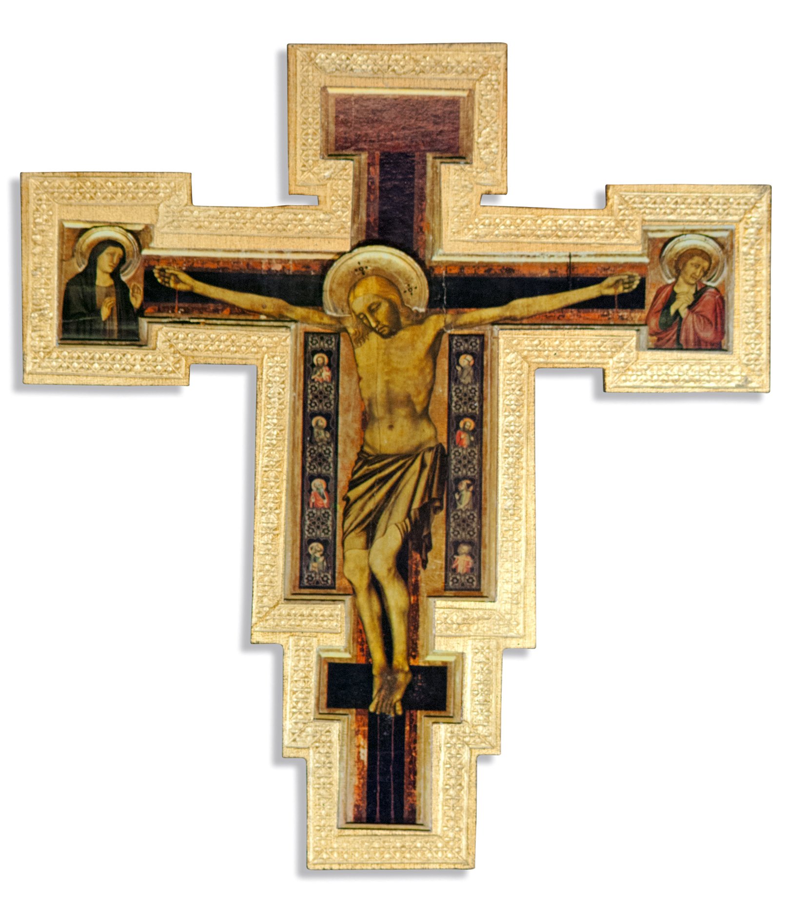 Vatican Arts Large Catholic Wall Cross with Gold Trim and Wall Hook - Made in Italy (Giotto)