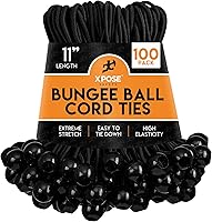 Vista 28 de Xpose Safety Cuerdas elásticas de bolas de 6 pulgadas, paquete de 10 cuerdas elásticas blancas resistentes con lazos de bola para toldos, lonas