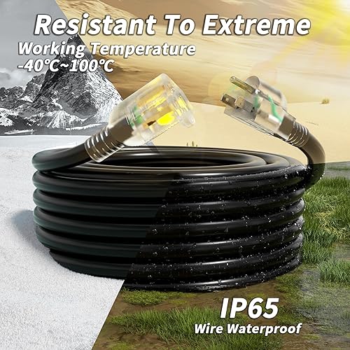 Miniatura 4 de Cable de extensión de calibre 163 de 200 pies para exteriores, negro, impermeable, frío resistente a la intemperie, -58 F, ignífugo, cable eléctrico