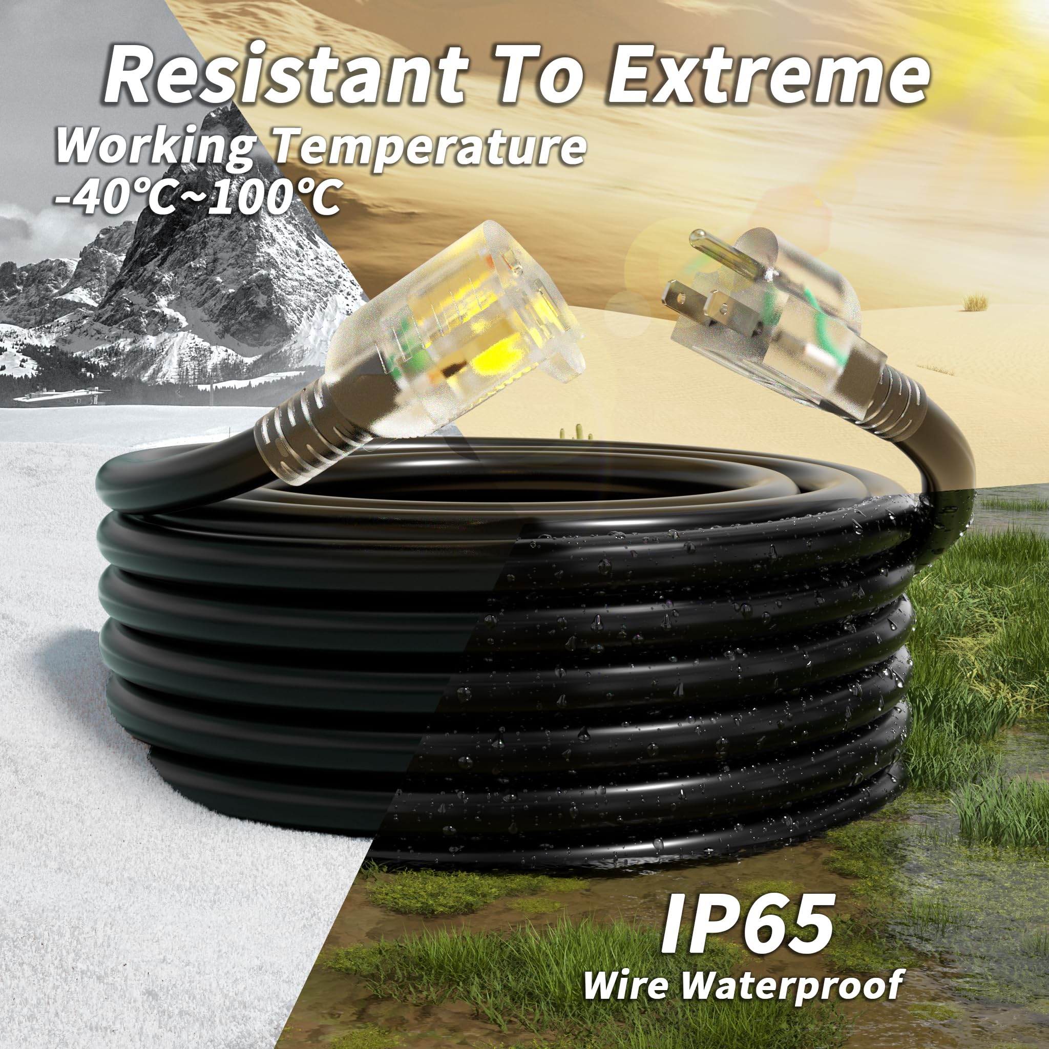 Amazon.com: PlugSaf 16/3 Gauge 200 ft Extension Cord Outdoor Black 