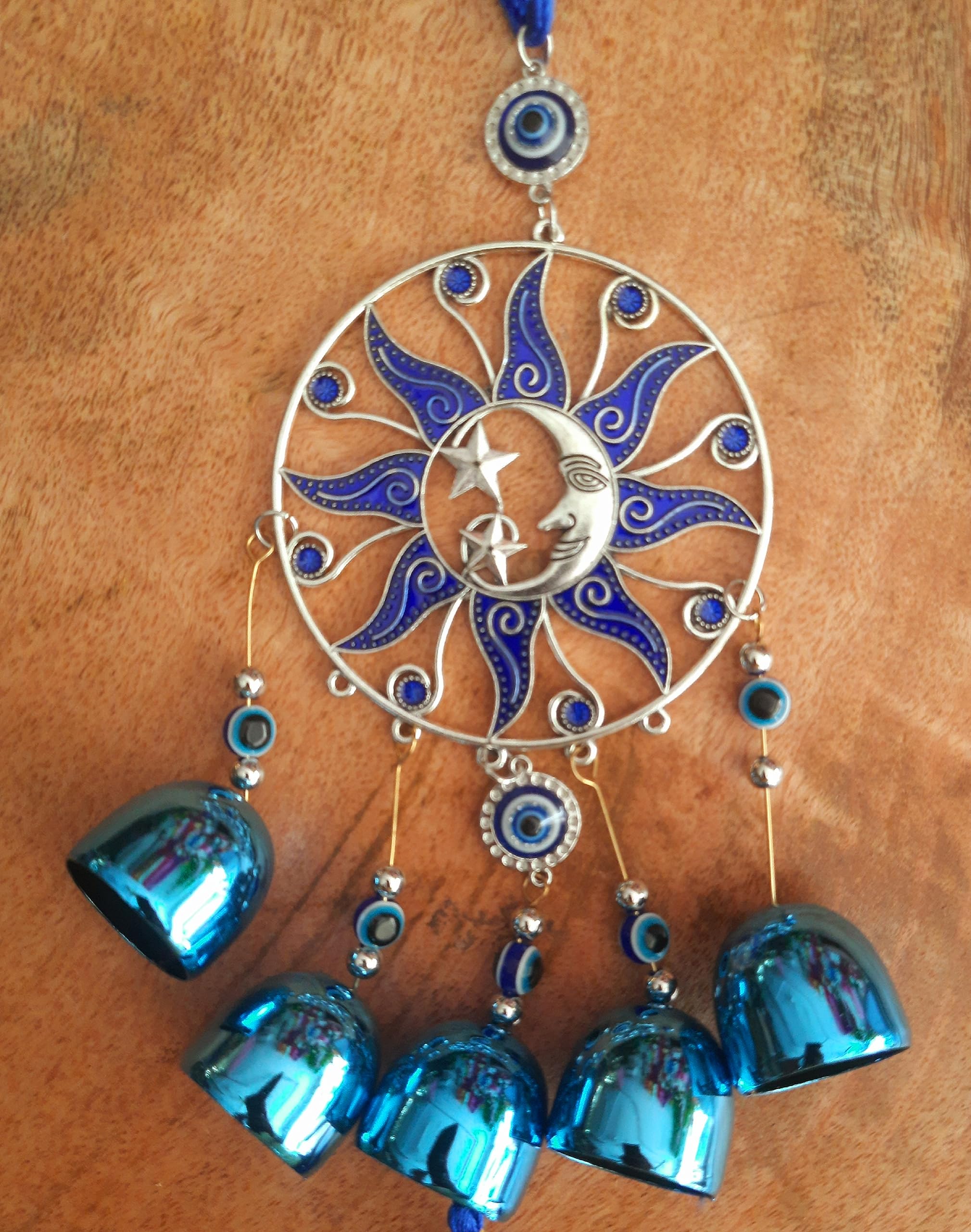 DT DECTONE Metal Blue Turkish Evil Eye Nazar Battu Hanging Lucky Pendant Hanging Ornament Amulet For Car, Home & Office Protection And Blessing From Negative Energy 1