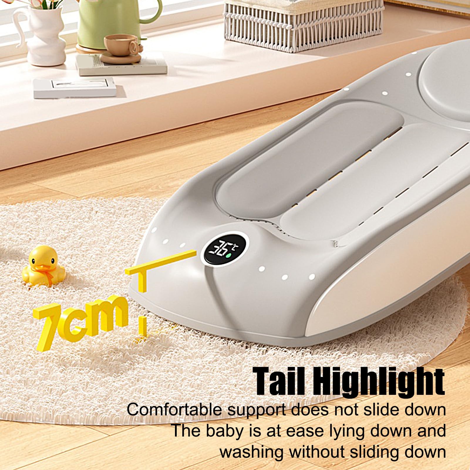 Soporte De Baño Para Niños Protector de Ducha con Sensor de Temperatura | Ajuste de Altura de Niveles para Bañera Infantil Para Ducha De Niños En Casa, Viajes, Hotel Y Playa