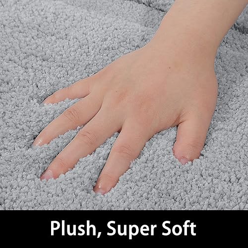 Miniatura 8 de SHACOS Juego de 2 alfombras de baño súper suaves de 20 x 32 pulgadas, tapetes de baño de felpa antideslizantes, tapetes de baño absorbentes para