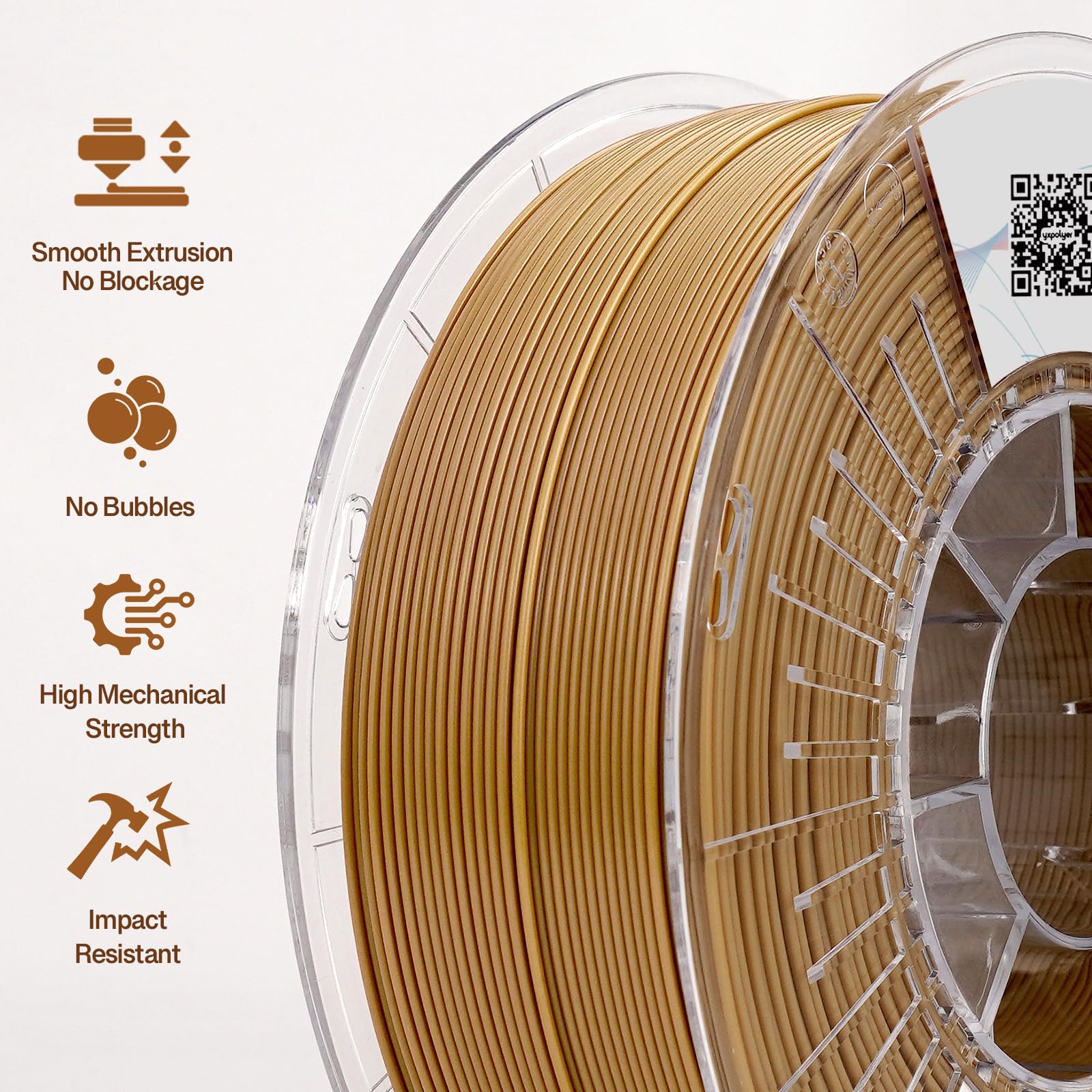 YXPOLYER Filamento per stampante 3D in ABS, serie marmo, 1,75 mm, 1 kg, marrone beige, testurizzato, per stampante 3D, ad alta resistenza e resistente all'umidità, con bobina compatibile AMS