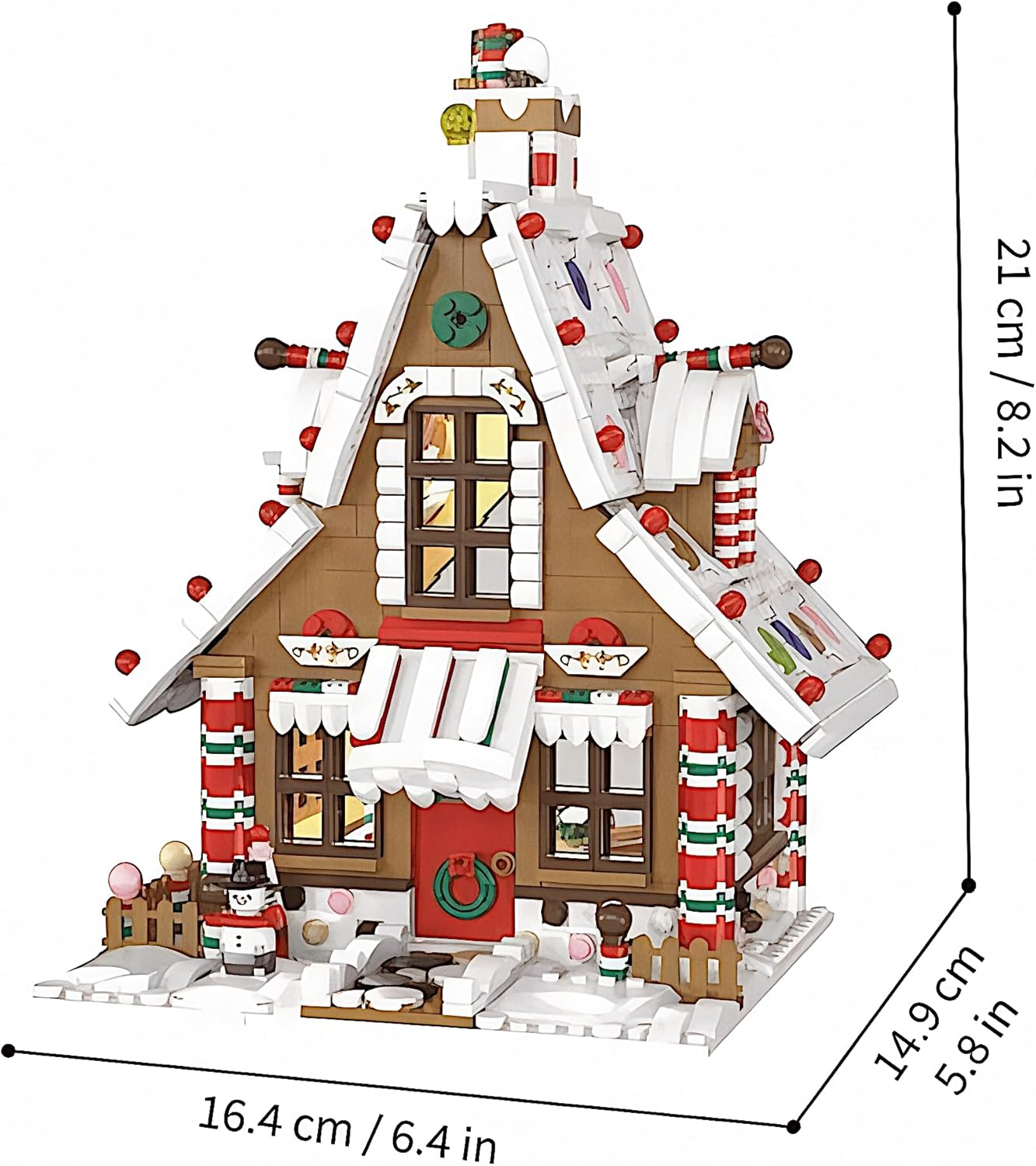 General Jim's Christmas Gingerbread House kit Building Block Bricks Set, A Great Holiday Present Idea for Christmas (1,455 Pieces) Modular Building Great for Teens and Adults
