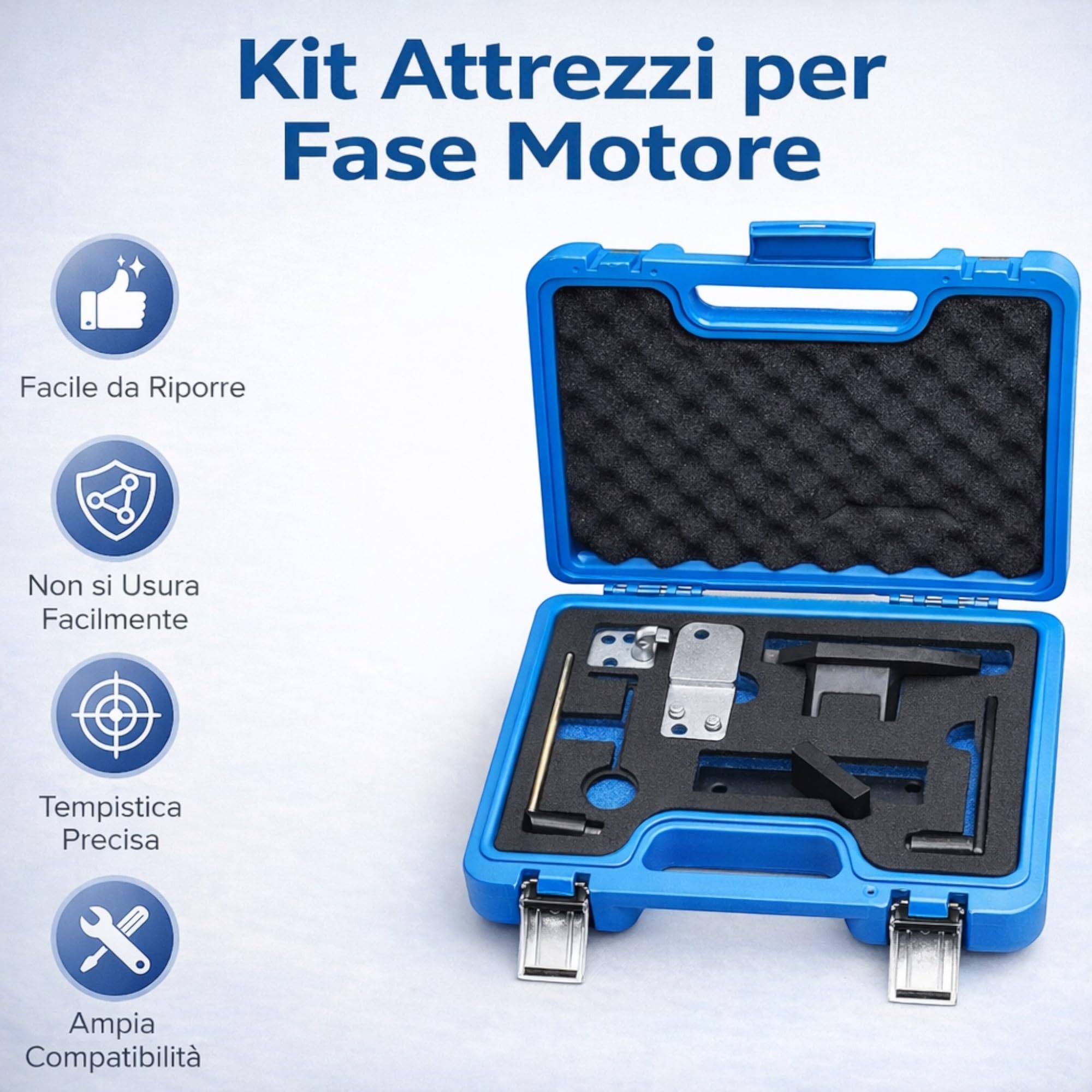 topolenashop Kit Strumenti Messa in Fase Motore Benzina 1.0 e 1.2 – Attrezzi Bloccaggio Albero a Camme e Motore – Compatibile Citroën Peugeot Opel – Valigetta Rigida FS-15414