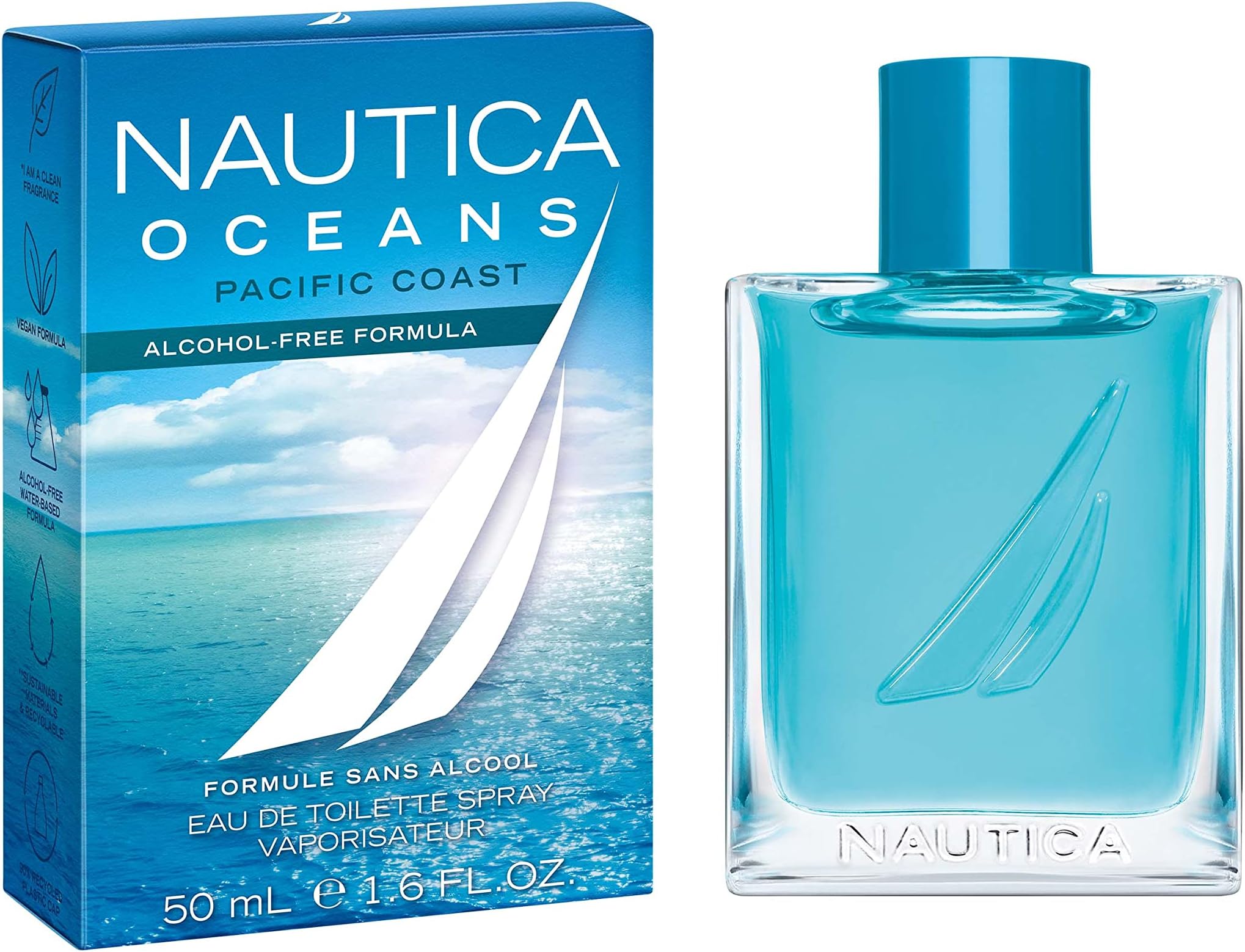 Oceans Pacific Coast Eau de Toilette 1.6 fl oz (Pack of 1), Notes of Apple, Cyclamen, and Amberwood, Men's Fragrance, Long Lasting, Everyday Fragrance, Travel Size