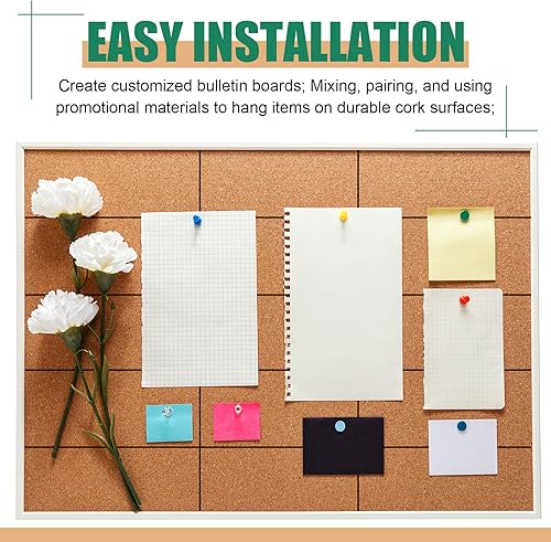 Miniatura 7 de Wesiti 36 piezas de tablero de corcho autoadhesivo de 17 x 8 pulgadas de grosor de 0.24 pulgadas, posavasos cuadrados de corcho natural con respaldo