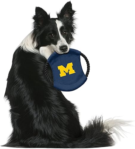 Miniatura 5 de Littlearth Michigan Wolverines NCAA Sock Monkey and Flying Disc - Juego combinado de juguetes para mascotas