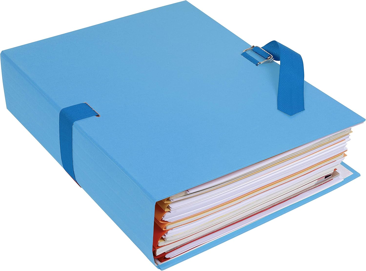 Exacompta - Ref 223020E - Expanding Folder - 240 x 320mm in Size, Suitable for Storing A4 Documents, Expands Up to 13cm, Coloured Canvas with Matching Strap - Light Blue (Pack of 5)