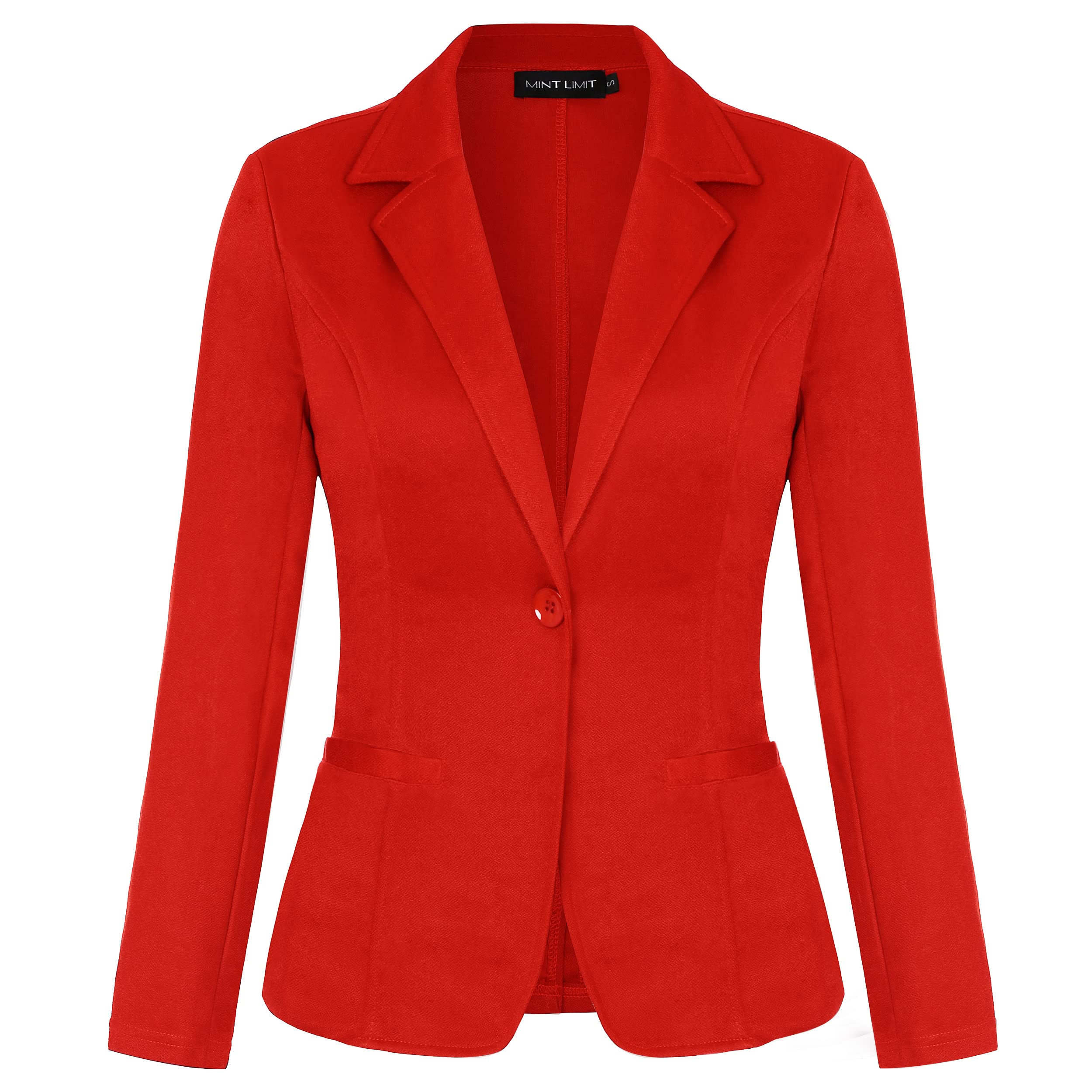 MINTLIMIT Women Long Sleeve Button Blazers Work Casual Office Notch Lapel Business Open Front Blazer Jacket with Pockets