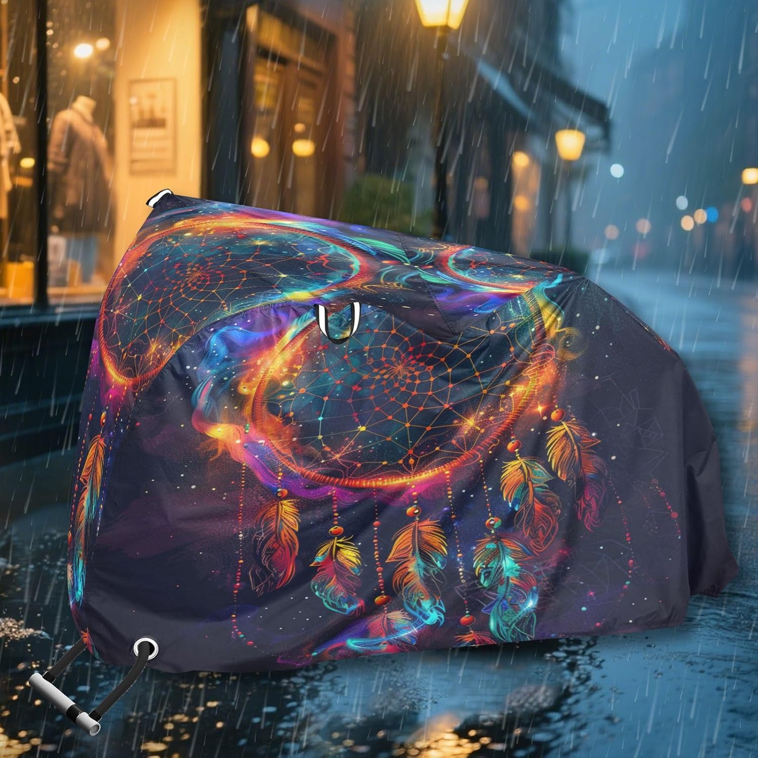 ALAZA Rainbow Dreamcatcher Galaxy Bike Cover Waterproof Outdoor Ebike Bicycle Covers Tarp Protection for 1/2 Bikes, Sun UV Dust Wind Proof